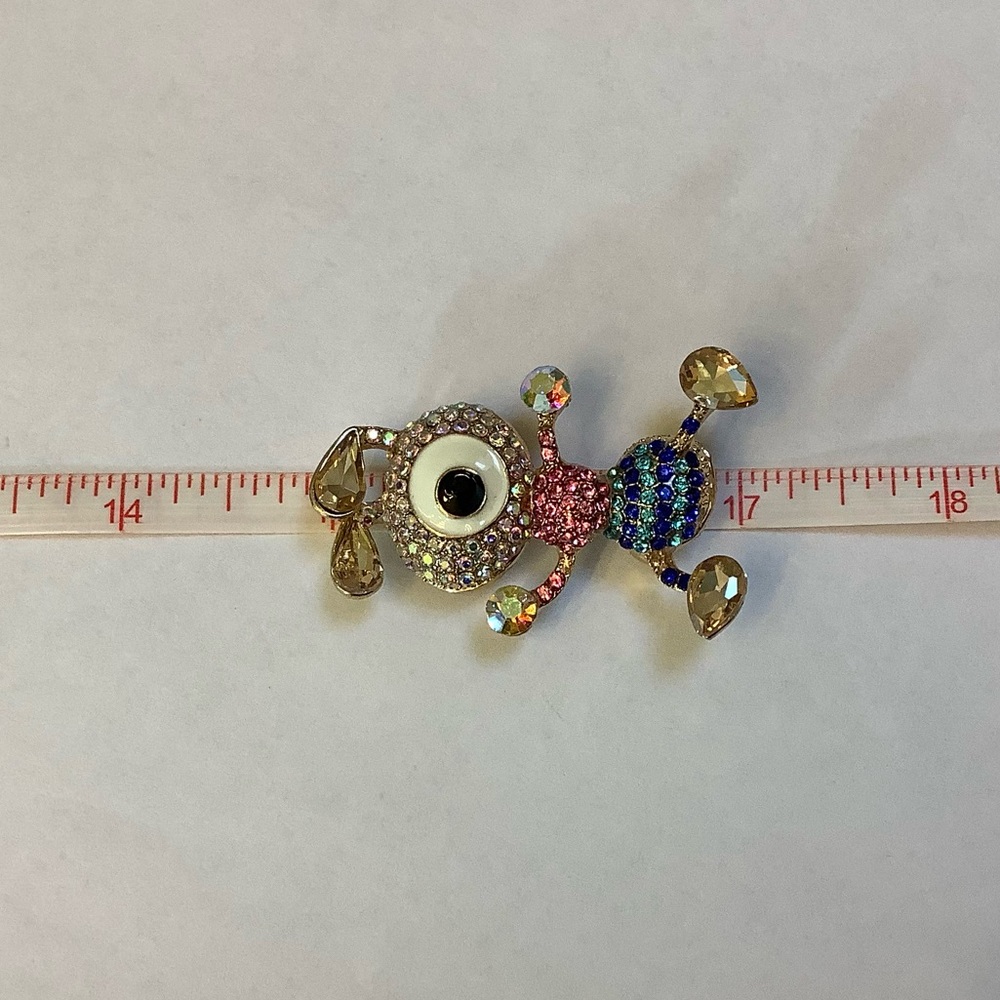 Pink and Blue Rhinestone Cartoon looking Ant Brooch/Pendant - Picture 7 of 7